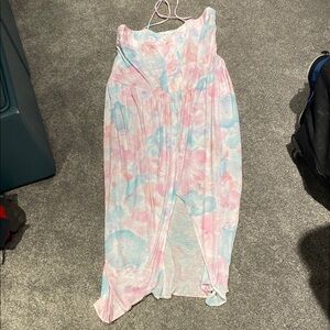 Pastel Tie-Dye spaghetti strap Maxi Dress size medium in excellent condition